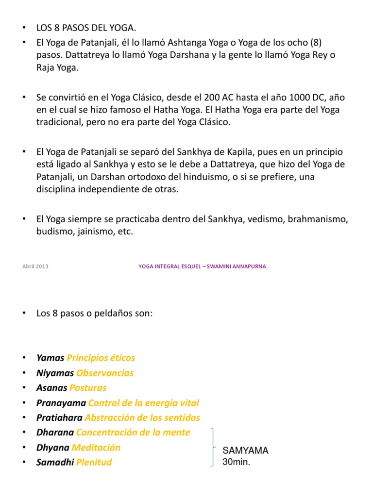 Los 8 Pasos Del Yoga | PDF | Yoga | Entrenamiento mental