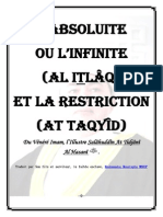 CHAPITRE 1- L_ABSOLUITE OU L_INFINITE (ITLÂQ) ET LA RESTRICTION (TAQYÎD)