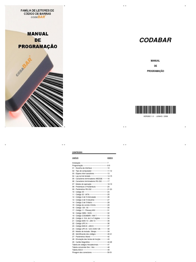 Manual Codabar V10 | PDF | Código de barras | Codificações