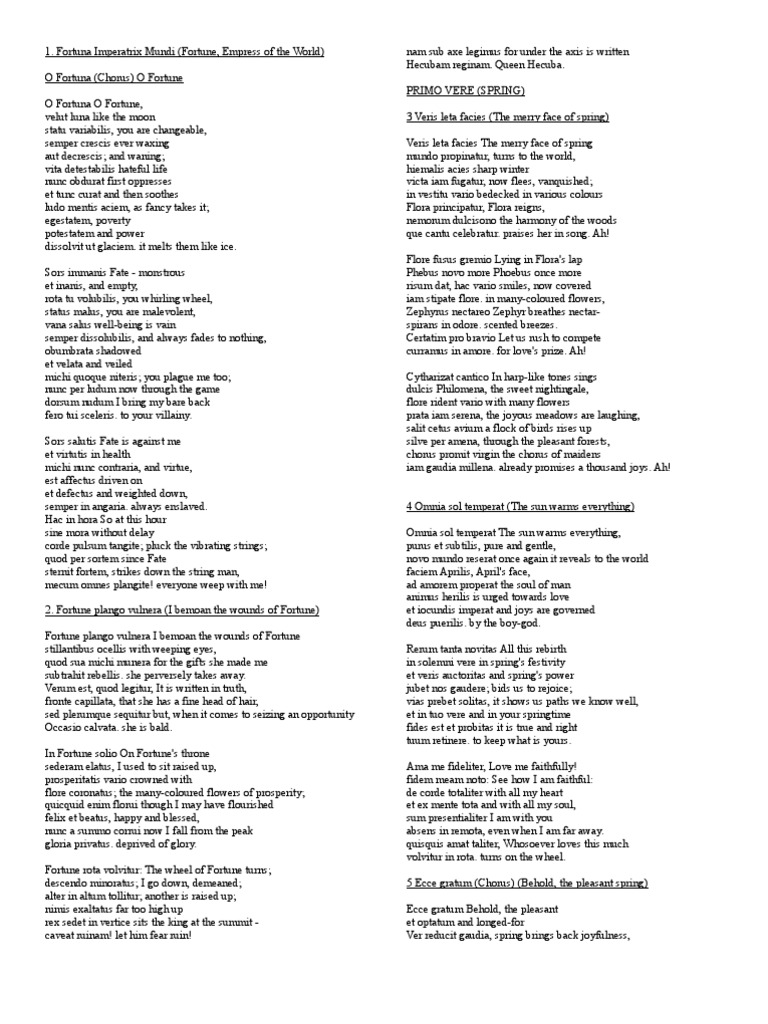 Carmina Burana Translation Nature