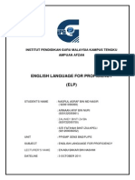 English Language For Proficiency (ELP) : Institut Pendidikan Guru Malaysia Kampus Tengku Ampuan Afzan