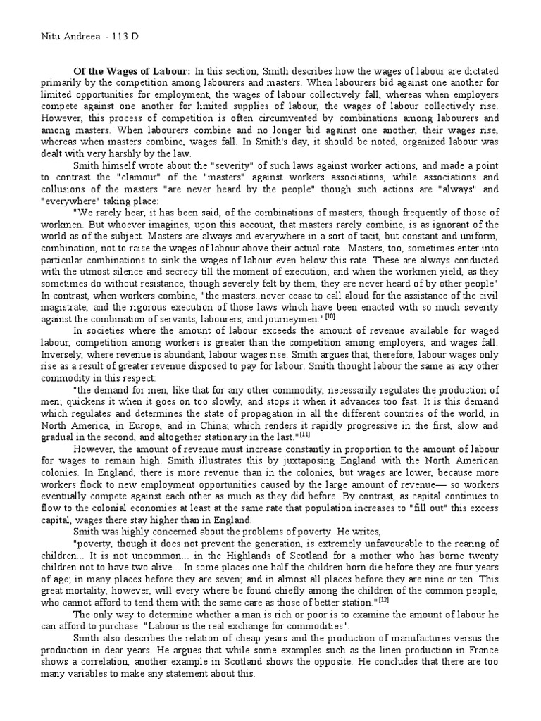 Of The Wages Of Labour Pdf Labour Economics Economics