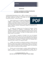 Municipalidad de Lima Se Pronuncia en Relación A Fiscalización Electrónica de Tránsito en La Capital