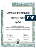 2013 Tech Conference Certificate Paige Fouty
