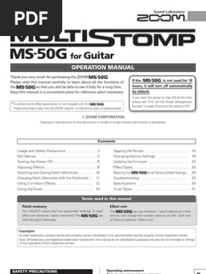 Zoom Ms 50g Manual Electromagnetic Interference Battery Electricity
