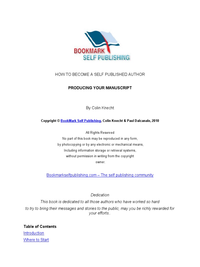How To Become A Self Published Author - Producing Your Manuscript | PDF ...