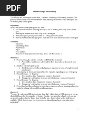 Meal Planning Activity
