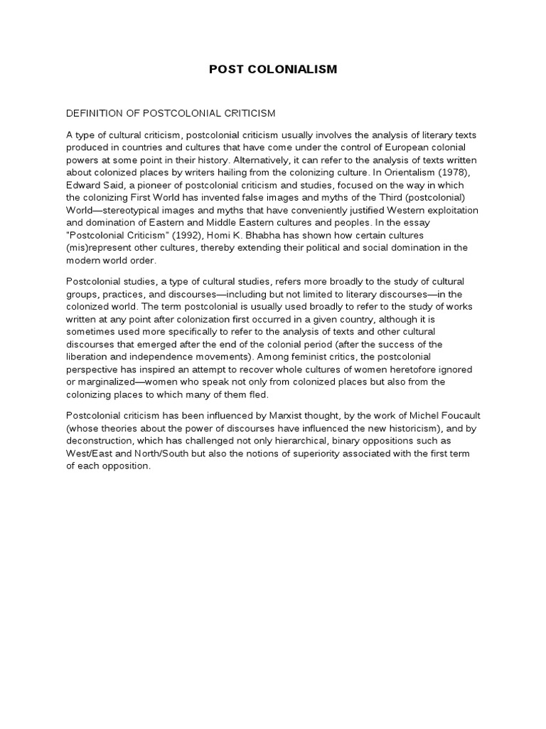 Understanding Postcolonial Criticism | PDF | Postcolonialism | Intellectual