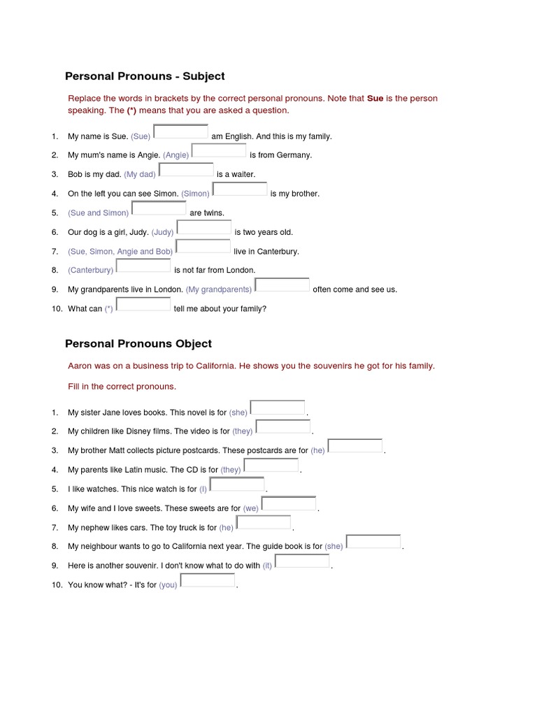 Personal Pronouns | PDF