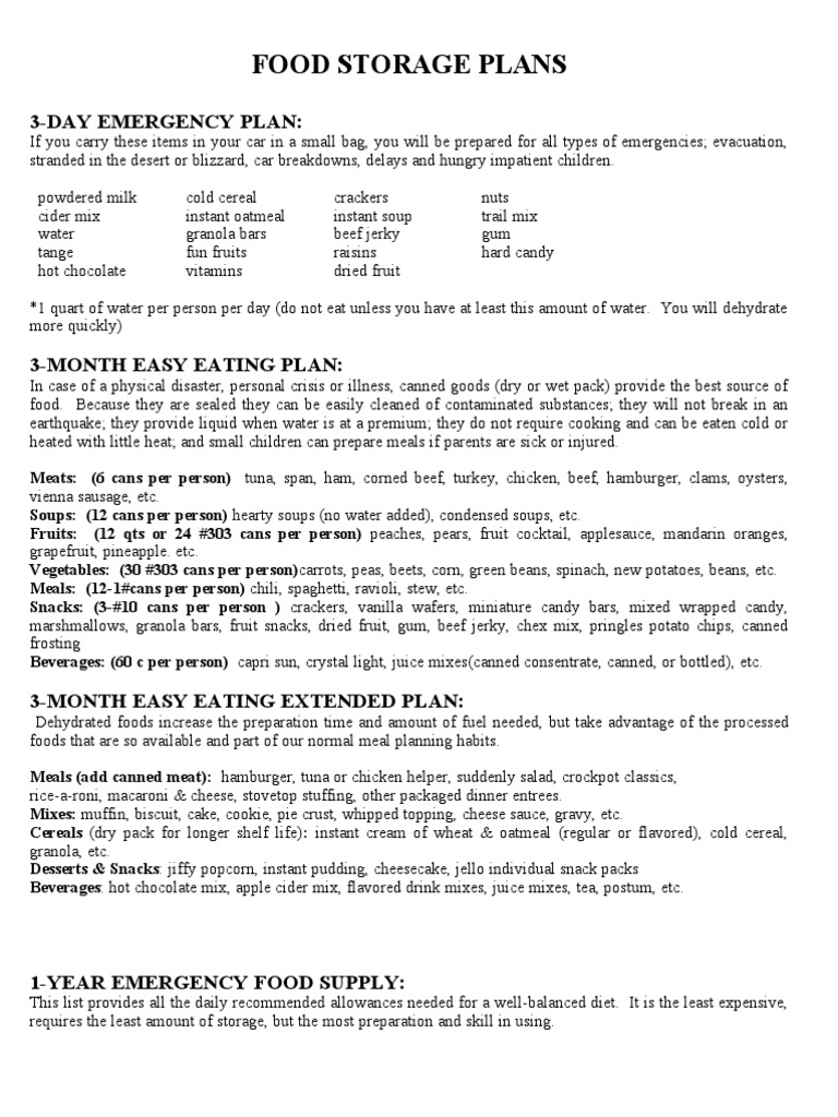 Essential Food Storage Plans Guide | PDF | Milk | Candy