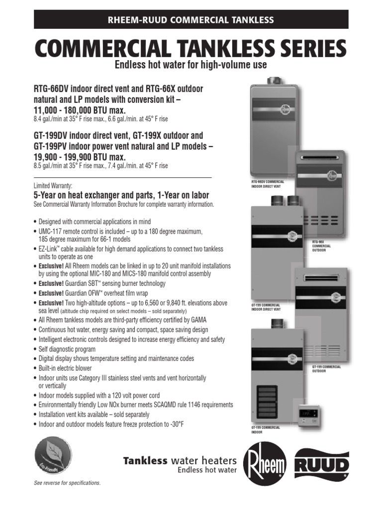 199 Commercial Specs | Water Heating | Heating, Ventilating, And Air  Conditioning