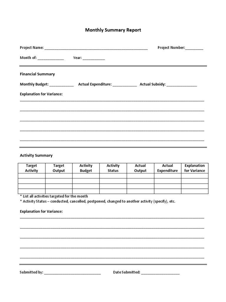 Monthly Summary | PDF | Business | Social Science