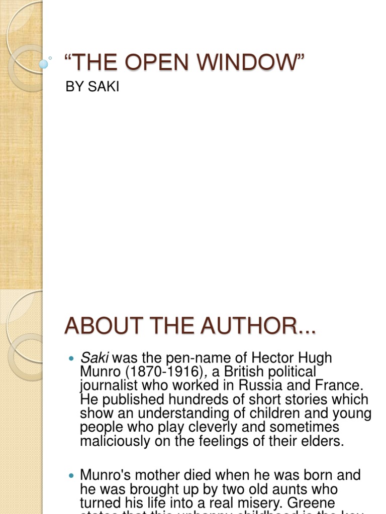 The Open Window PDF Narration Plot (Narrative)