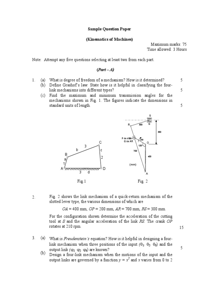 Sample Question Paper Kinematics of Machines | PDF | Belt (Mechanical ...