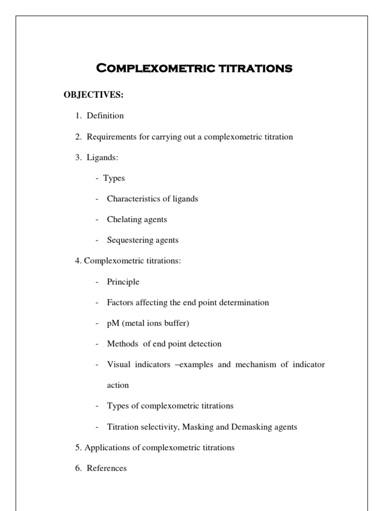Complexometric Titration Overview | PDF | Chelation ...