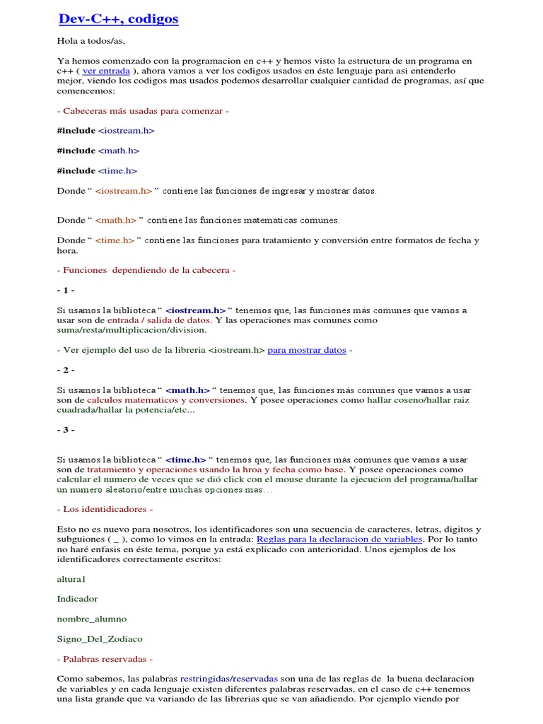 Ejemplos de Código en C++ y Librerías | PDF | C ++ | Programa de ...