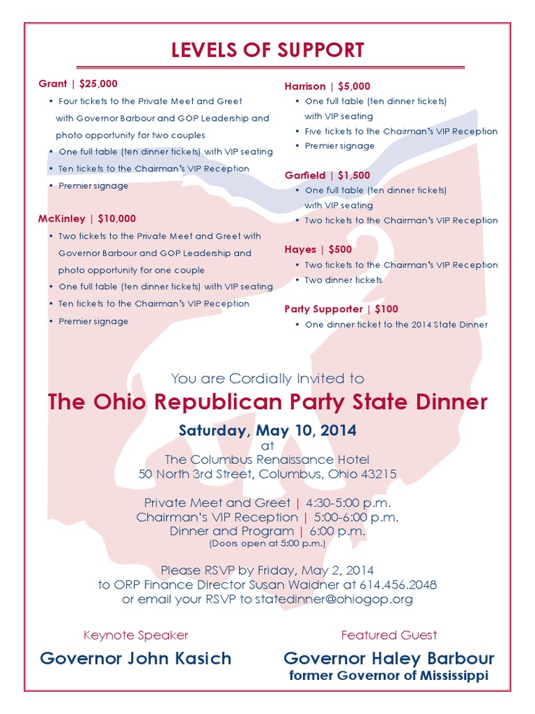 Ohio GOP State Dinner Invitation 2014 | PDF | Republican Party (United ...