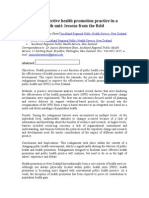 Facilitating Effective Health Promotion Practice in A Public Health Unit: Lessons From The Field