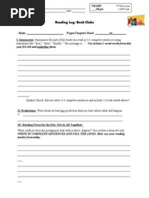 Reading Log for Literature Circles