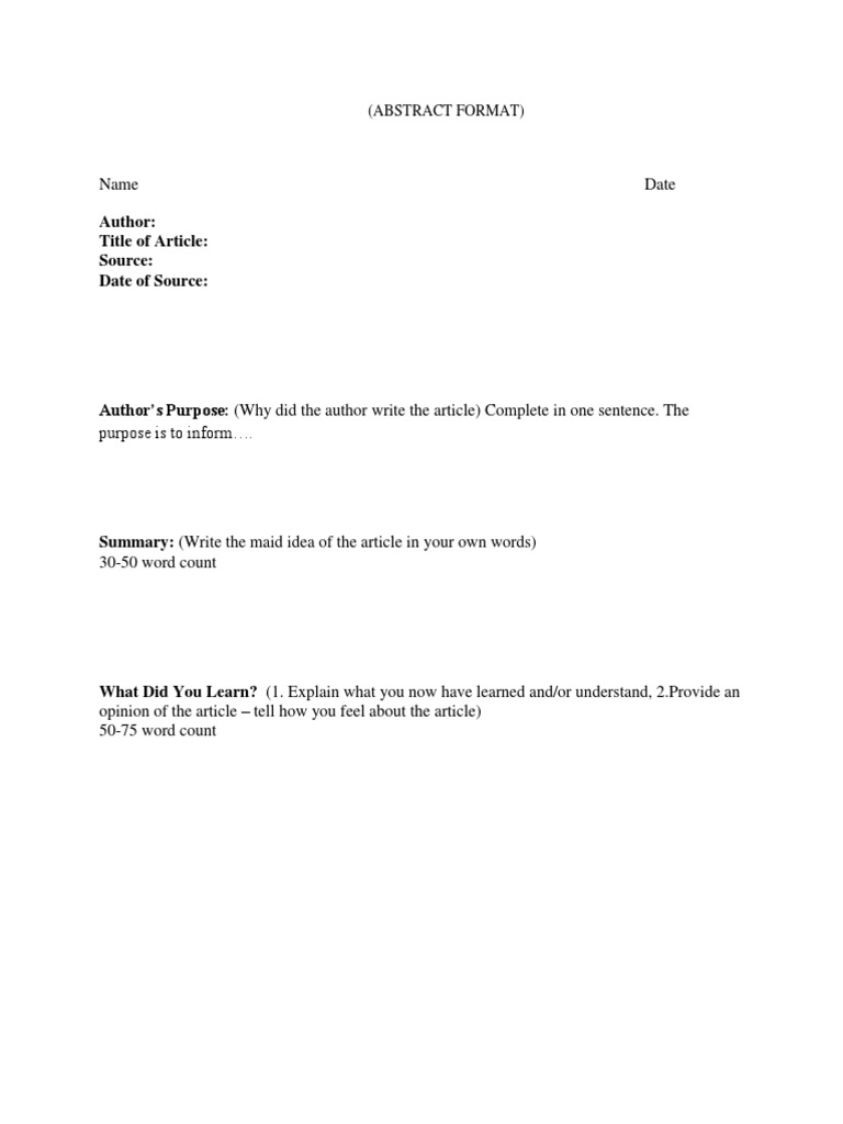 Article Summary and Insights Template | PDF