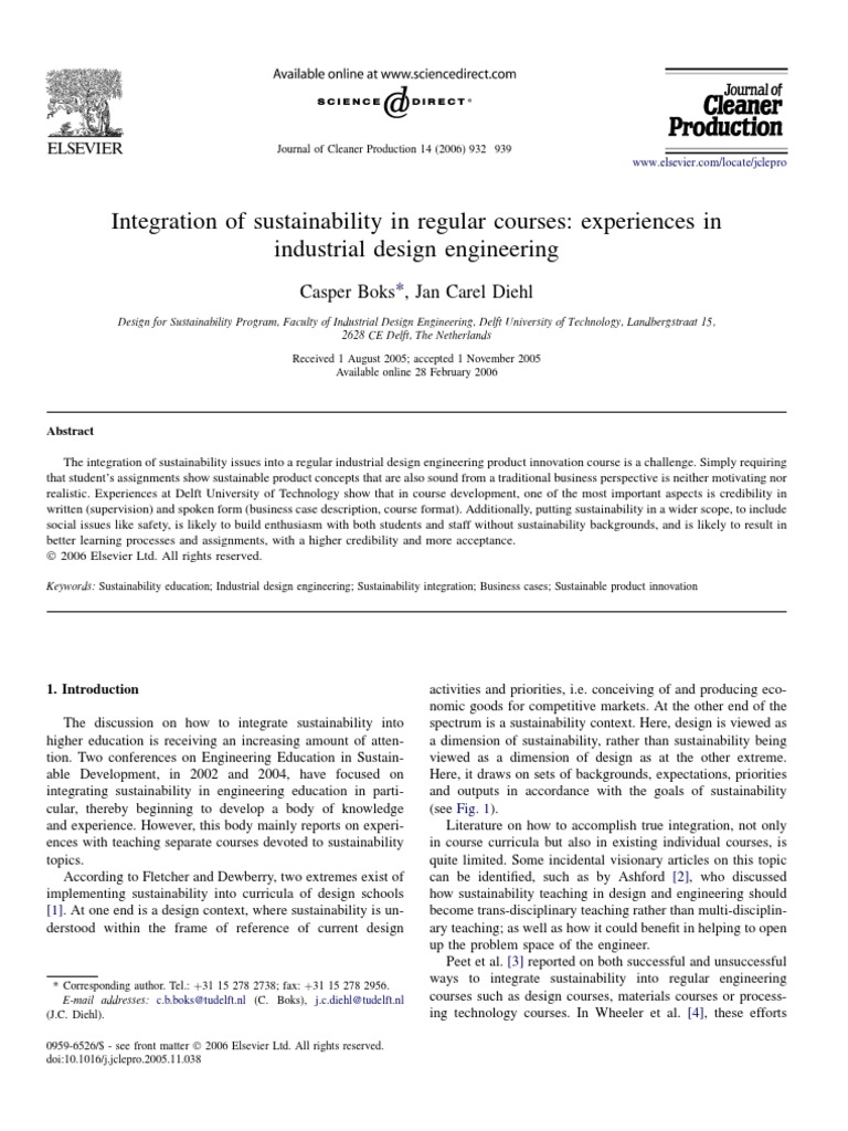 Integrating Sustainability in Design Courses | PDF