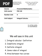 Financial Mathematics Course FIN 118 Unit Course 4 Number Unit Integral Calculus Unit Subject