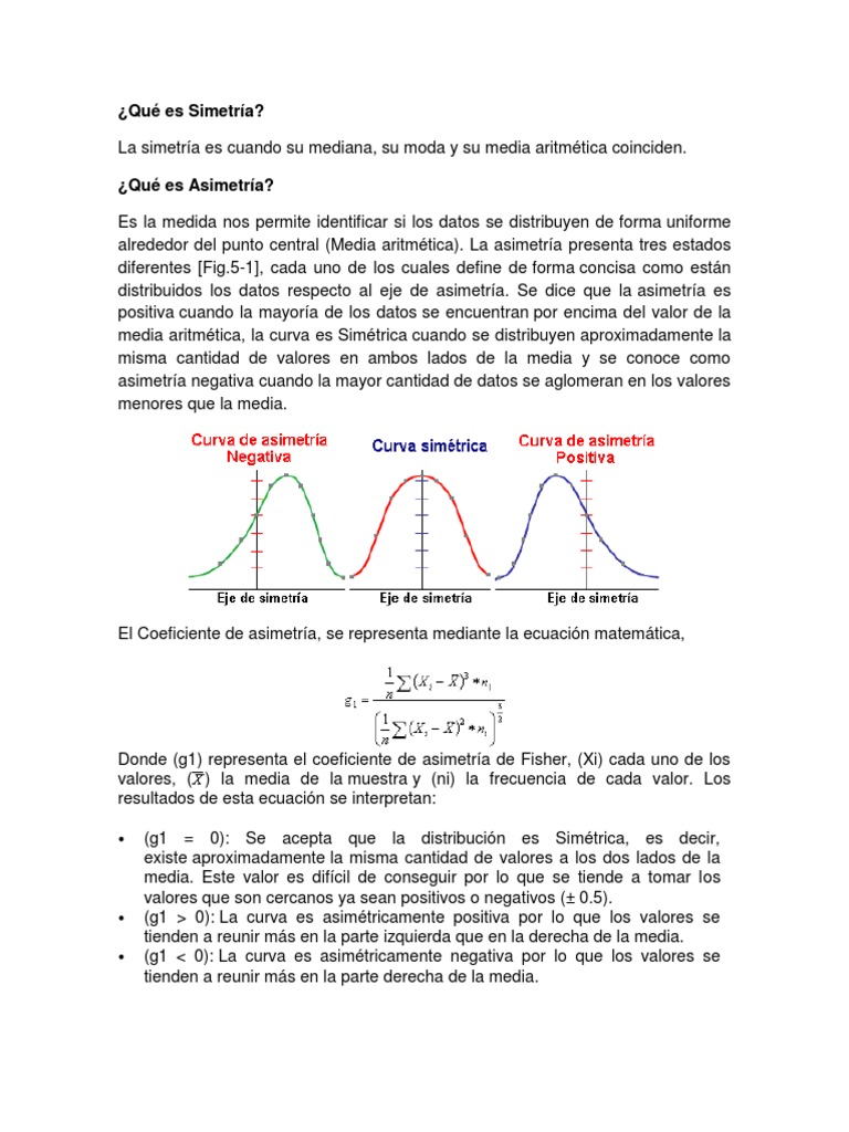 Asimetria y Curtosis Asimetría Teoría estadística