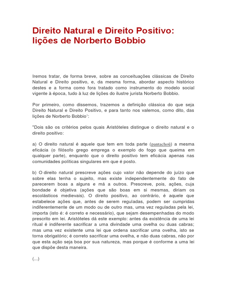 Direito Natural e Direito Positivo Lei natural Legislação