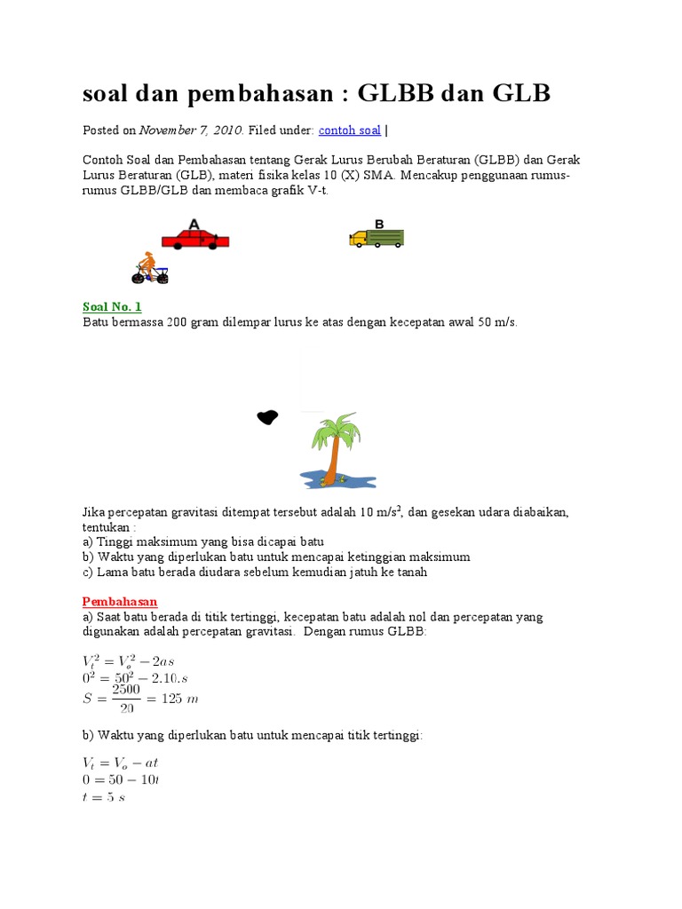 Soal Dan Pembahasan Glbb Dan Glb