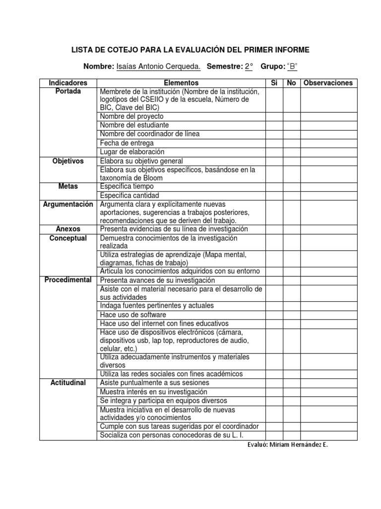 Lista De Cotejo Clase6 Pdf Document Riset