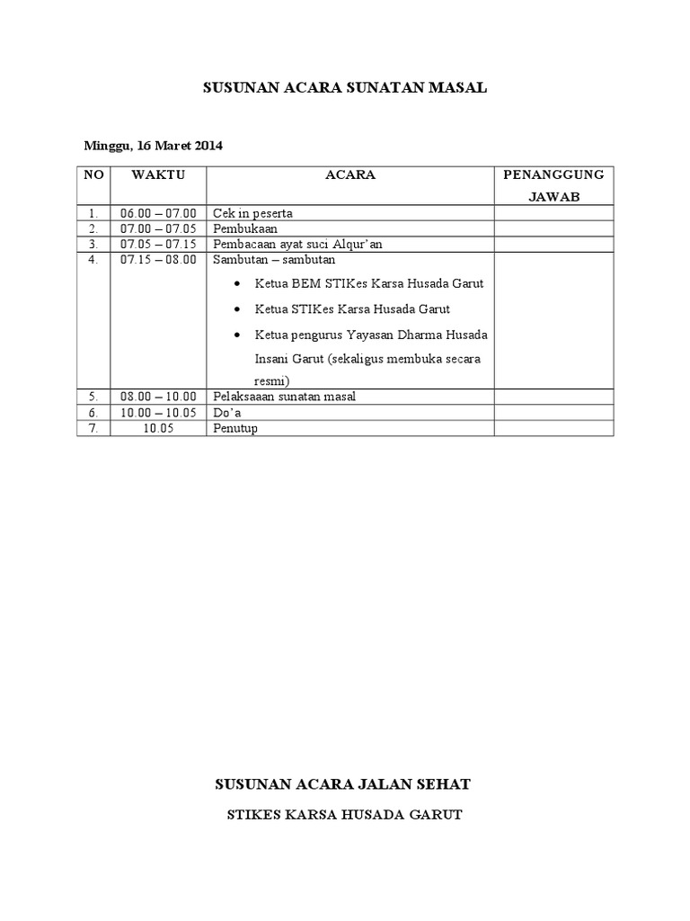 Susunan Acara Sunatan Masal