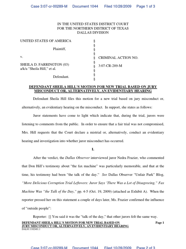 Jury Misconduct - Motion | PDF | Preliminary Hearing | Common Law