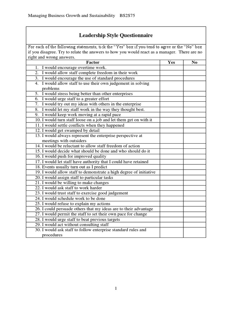 leadership quiz with case study