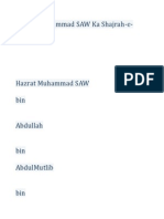 Hazrat Muhammad SAW Ka Shajrah