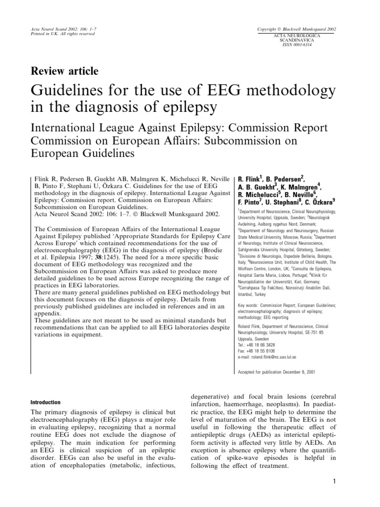 Guidelines Eeg PDF Electroencephalography Epilepsy