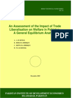 An Assessment of The Impact of Trade Liberalisation On Welfare in Pakistan: A General Equilibrium Analysis