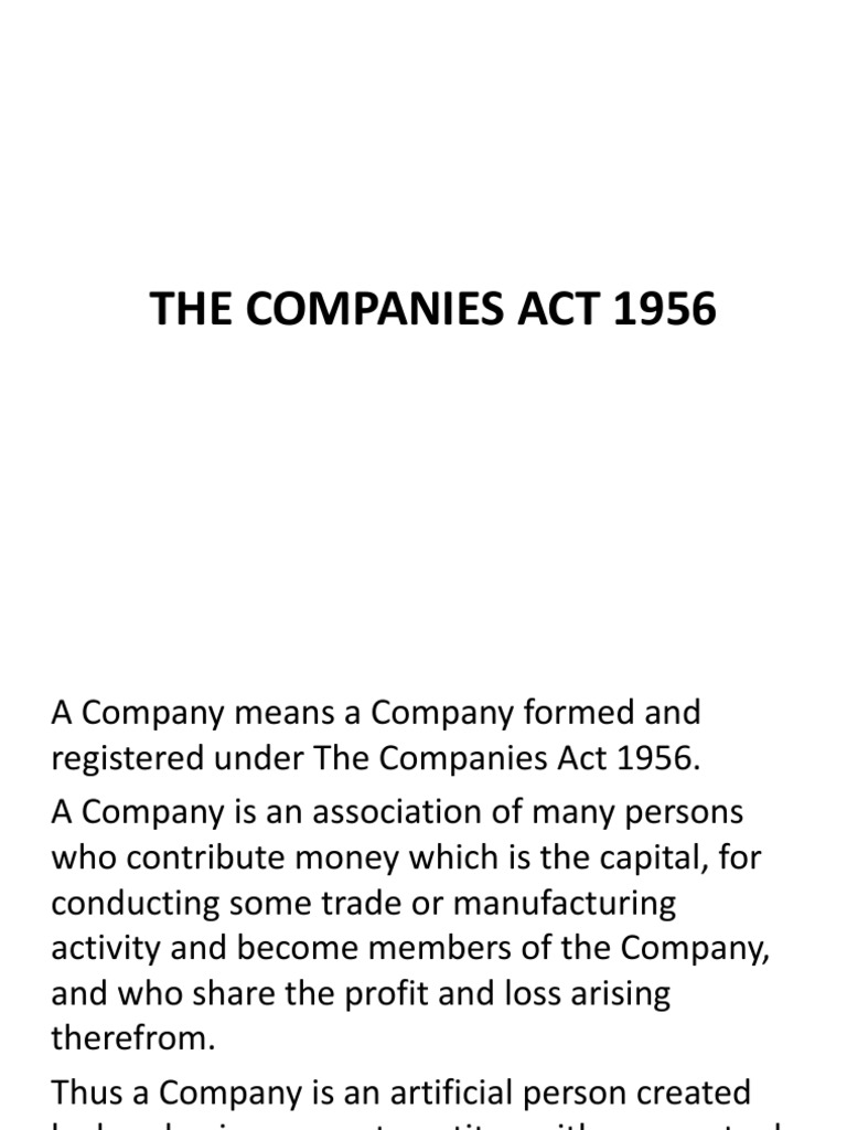 THE COMPANIES ACT 1956 Liquidation Partnership