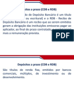 Conhecimentos Bancarios Aula 07 Depositos A Prazo CDB e RDB