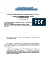 Articulación Del Profesor Formador y El Coformador en La Residencia de Los Alumnos de Psicología