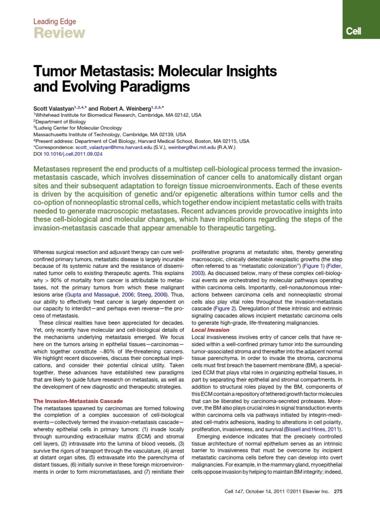 Molecular Insights into Tumor Metastasis | PDF