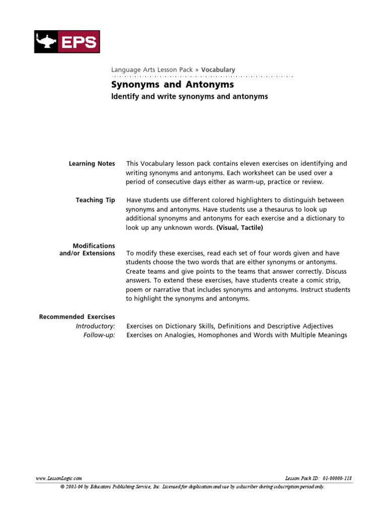 worksheet Thesaurus Exercise Worksheets two antonyms popflyboys abcxsy vocabulary phonics