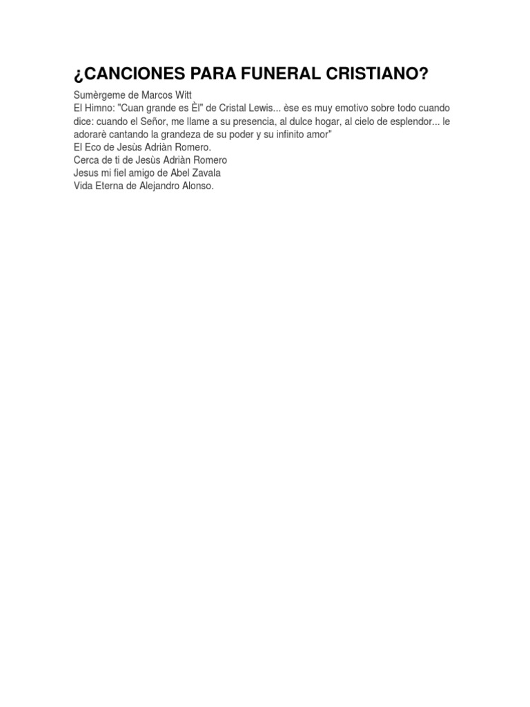 Canciones para Funeral Cristiano PDF