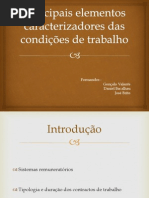 Principais elementos caracterizadores das condições de trabalho