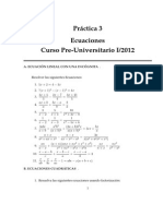 Práctica 3 Ecuaciones Curso Pre-Universitario