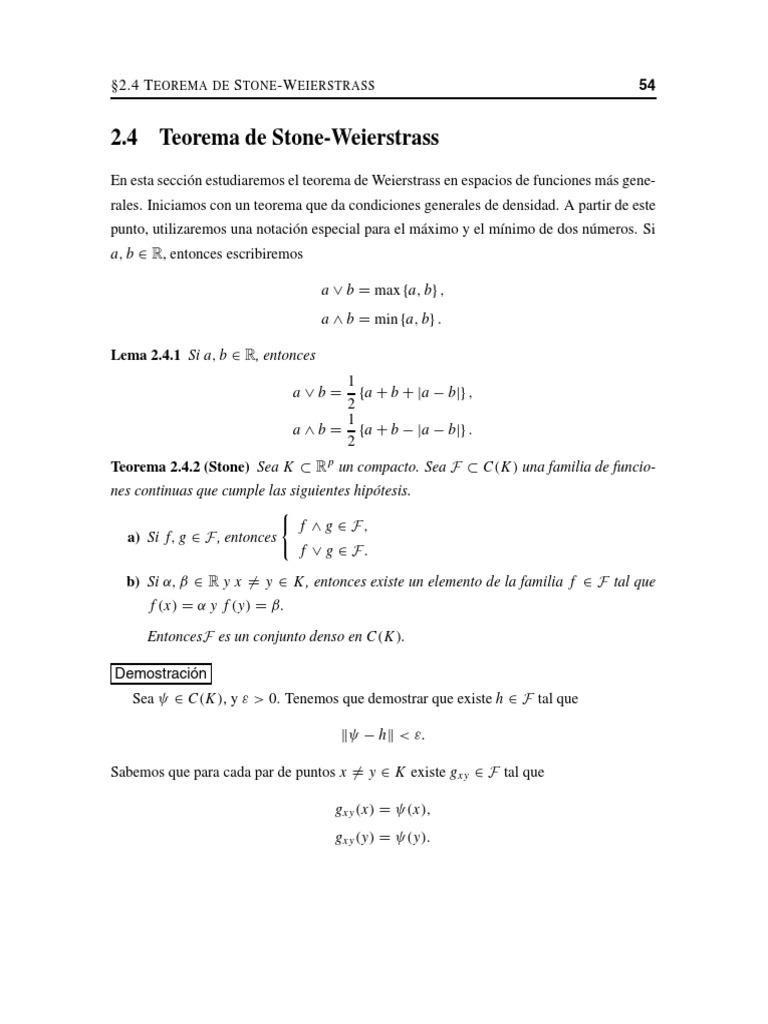 Teoría de La Aproximación Teorema de StoneWeierstrass PDF
