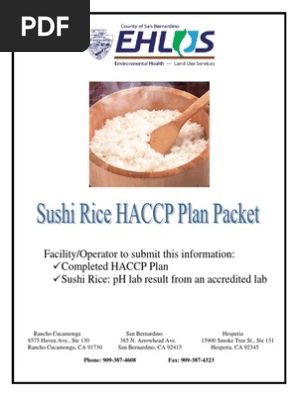 Sushi rice haccp plan packet
