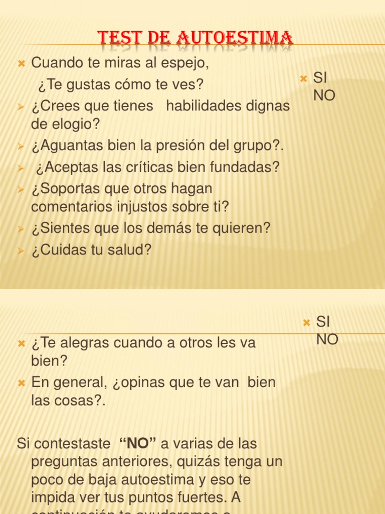 Test de Autoestima para Adolescentes | PDF | Adolescencia | Las emociones