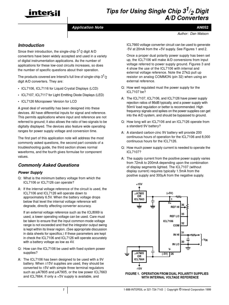 Tips For Using Single Chip 3 12 Digit AD Converters | PDF | Analog To ...