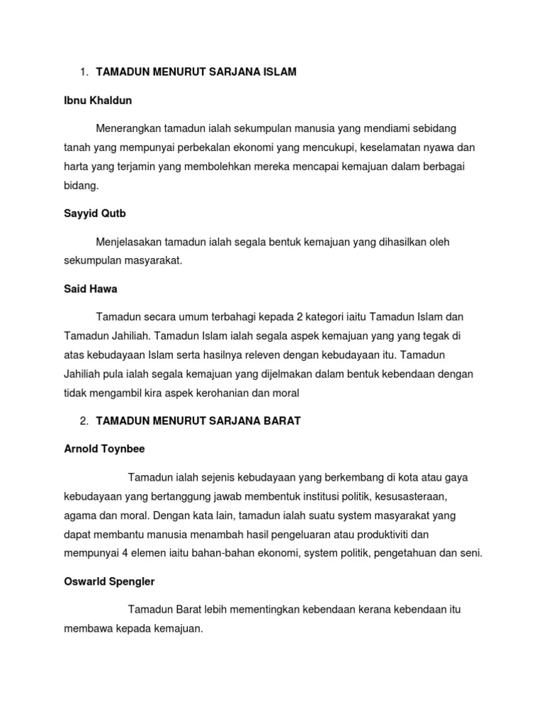 Tamadun Menurut Sarjana Islam Pdf