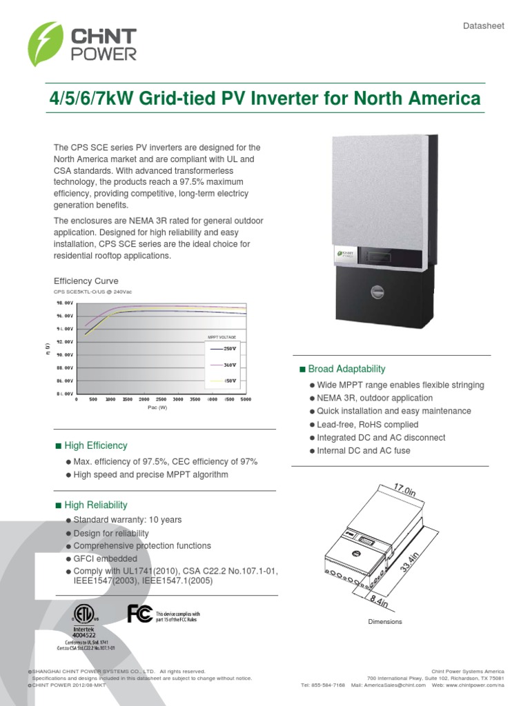 Chint CPS SCE Series Inverter Datasheet | PDF | Mains Electricity ...